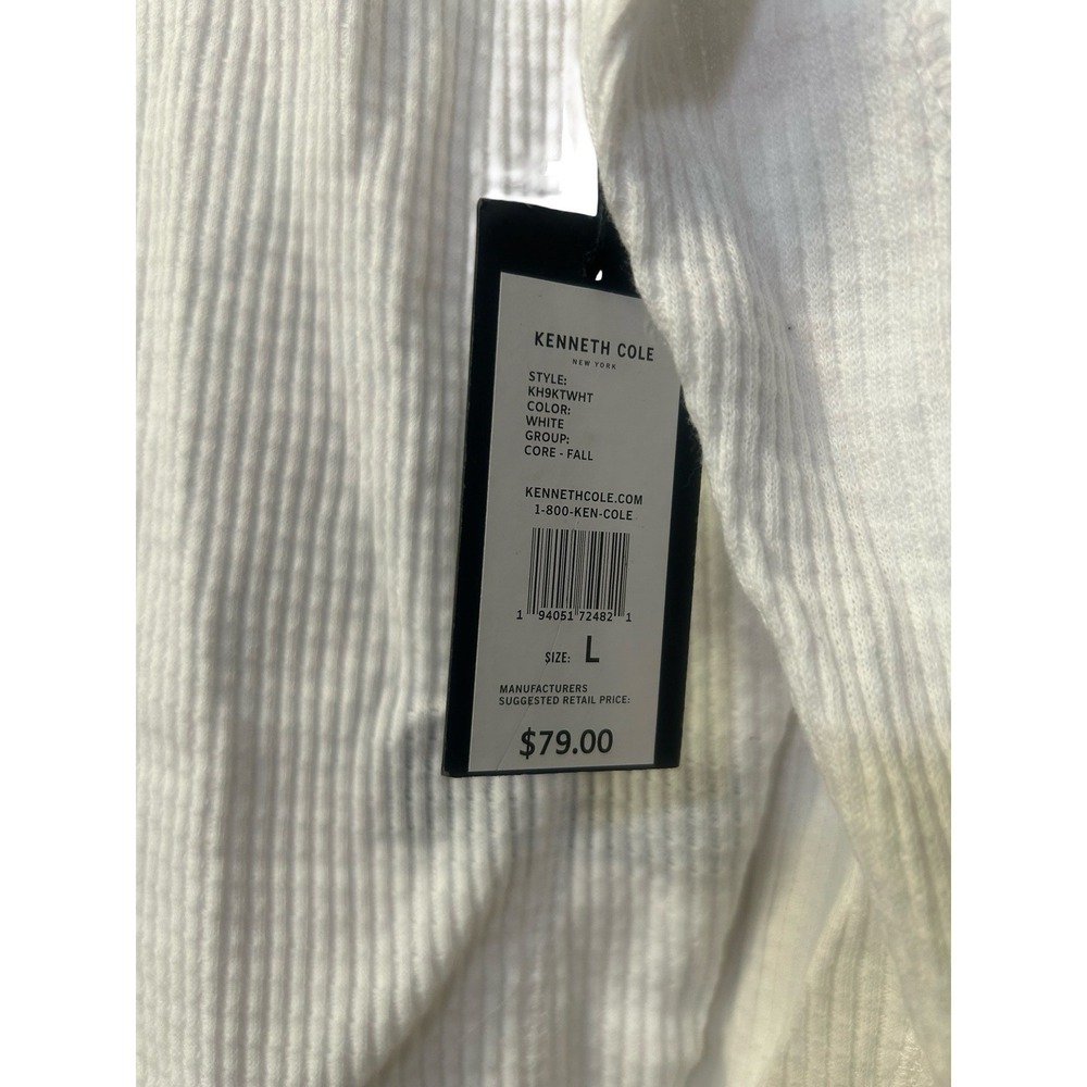 Kenneth Cole New York Mens White Waffle Knit Henley Hoodie KH9KTWHT New Large - Picture 3 of 5